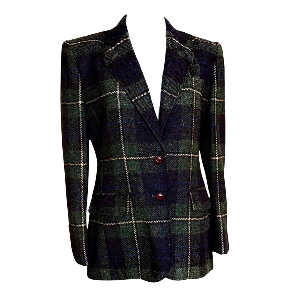 LAUREN RALPH LAUREN Vintage 100% Wool Plaid Blazer Size 6P Fully Lined - Picture 4 of 12